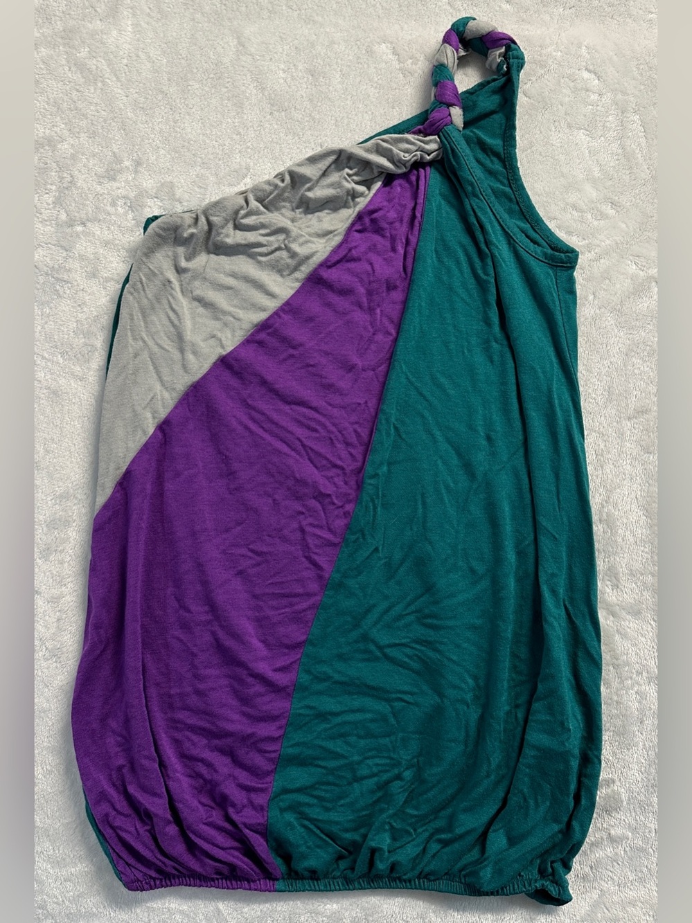 Y2K FOREVER 21 women's purple teal braided one shoulder top, S.